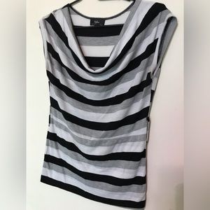 Great condition Grey, Black, & White striped Blouse without belt